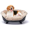 Image de Ferplast Panier Chien Panier Chat avec Coussin, Lit pour Chien et Chat Lavable, Corbeille en Plastique Recyclé, Lit sureleve Chien Petit, Respirant Antidérapant, Sofa' Throne 73 x 55 x h 32 cm, Noir