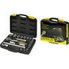 Image de Assortiment Inserts en malette plastique. Socket 1/2 '. Tailles 10 à 32, 1 Cliquet réversible, 2 Power (125 et 250 mm), Joint de cardan, Clé à douille pour bougies Taille 16 et 21 Dimensions mm 320 x 290 x 70.