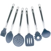 Image de Bisetti - 6 Ustensiles de cuisine avec support Pierre Gourmet bleu/gris OS