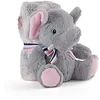 Image de PERLETTI Couverture Bebe avec Animal en Peluche Douce - Plaid Gris Rose avec Doudou Éléphant Petit Enfant 0 1 2 3 Ans - Cadeau de Naissance Bebe Fille Garcon Moelleux Chaud - 120x80 cm (Éléphant)