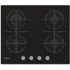 Image de Candy CVG 6 B Plaque de cuisson à gaz en verre trempé, 4 feux, à encastrer, grilles en fonte, soupape de sécurité, GPL et méthane, 59,5 x 51 x 95 cm, noir