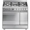 Image de Piano de cuisson Smeg SCB92MX8 - Inox - Classe énergétique A / Plaque Gaz / Four Electrique Chaleur tournante - Email easy-to-clean - Porte tempérée