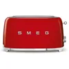 Image de Smeg, Grille-pain 4 Tranches TSF02RDEU, 2 Fentes 36 mm, 6 Niveaux de Brunissage, Fonction Chauffage, Décongélation et Bagel, Éjection Automatique du Pain, Ramasse Miettes, 1500 W, Rouge