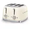 Image de Smeg, Grille-pain 4 Tranches TSF03CREU, 4 Fentes 36 mm, 6 Niveaux de Brunissage, Fonction Chauffage, Décongélation et Bagel, Éjection Automatique du Pain, 2 Ramasse Miettes, 2000 W, Crème