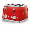 Image de Smeg, Grille-pain 4 Tranches TSF03RDEU, 4 Fentes 36 mm, 6 Niveaux de Brunissage, Fonction Chauffage, Décongélation et Bagel, Éjection Automatique du Pain, 2 Ramasse Miettes, 2000 W, Rouge