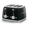 Image de Smeg, Grille-pain 4 Tranches TSF03BLEU, 4 Fentes 36 mm, 6 Niveaux de Brunissage, Fonction Chauffage, Décongélation et Bagel, Éjection Automatique du Pain, 2 Ramasse Miettes, 2000 W, Noir