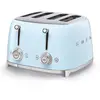 Image de Smeg, Grille-pain 4 Tranches TSF03PBEU, 4 Fentes 36 mm, 6 Niveaux de Brunissage, Fonction Chauffage, Décongélation et Bagel, Éjection Automatique du Pain, 2 Ramasse Miettes, 2000 W, Bleu Clair Pastel