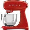 Image de Smeg, Robot Pâtissier SMF03RDEU, 10 Niveaux de Vitesse, Fonction Mise en Marche Progressive, Bol 4,8 L, Verrouillage Moteur de Sécurité, 3 Batteurs, Crochet et Couvercle Fournis, 800W, Rouge
