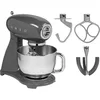 Image de Smeg, Robot Pâtissier SMF03GREU, 10 Niveaux de Vitesse, Fonction Mise en Marche Progressive, Bol 4,8 L, Verrouillage Moteur de Sécurité, 3 Batteurs, Crochet et Couvercle Fournis, 800W, Gris