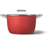 Image de Smeg CKFC2611RDM Casserole 26cm avec couvercle rouge, antiadhésif, aluminium, base brevetée