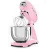 Image de Smeg, Robot sur Socle SMF03PKEU, 10 Niveaux de Vitesse, Fonction Mise en marche progressive, Bol 4,8 L, Verrouillage Moteur de Sécurité, 3 Batteurs, Crochet et Couvercle Fournis, 800W, Rose