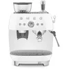 Image de Smeg, Machine à Café Expresso Manuelle EGF03WHEU, avec Broyeur à Grain Intégré, Thermoblock, 4 Niveaux de Température, Buse Vapeur et Manomètre, Réservoir 1 L, Dimensions Compactes, 1350W, Blanc