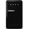 Image de Smeg, FAB10HRBL6 Réfrigérateur Happy Bar Vintage 1 Porte, 135L, Charnières à Droite, Froid Statique, 2 Clayettes Réglables, Porte-Bouteilles et Éclairage LED, H 97cm, Noir