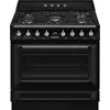 Image de Smeg TR90GMBL Cuisine 90 cm, modèle Victoria, cuisinière à gaz, 5 feux, four électrique multifonction, couleur noir, classe énergétique A