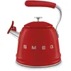 Image de Smeg, Bouilloire Sifflante WKF01RD, en Acier Inoxydable, Capacité 2,3 L, Couvercle Amovible et Bec Doseur, Compatible avec Induction, Rouge