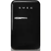 Image de Smeg, FAB5RBL6 Réfrigérateur Minibar Vintage une Porte, 34L, Charnières à Droite, Froid Statique, 2 Clayettes Réglables, Porte-Bouteilles et Éclairage LED, H 72,5cm, Noir
