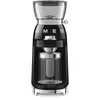 Image de Smeg, CGF03BLEU Moulin à café 15 niveaux de broyage, récipient à grains de café 240 g, quantité de mouture réglable, avec système antistatique, 150 W, noir