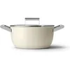 Image de Smeg Cocotte en céramique avec poignée en acier inoxydable Crème mat 24 cm CSF2412CRM