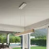 Image de Fabas Luce Suspension LED Badia, variateur tactile, bois de chêne, longueur 110 cm
