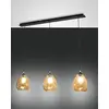 Image de FABAS LUCE 3518-49-125 Suspension Gisella Structure en métal et verre soufflé Ambre