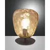 Image de FABAS LUCE 3518-30-125 Table Gisella structure en métal et verre soufflé ambre avec interrupteur