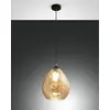 Image de FABAS LUCE 3518-45-125 Suspension Gisella Structure en métal et verre soufflé Ambre