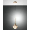 Image de Fabas Luce Apollo Dome Suspension Plafonniers Verre Laiton Satiné, E27
