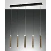 Image de Fabas Luce Prado Plafonnier LED Barre Droite Noir/Verre Laiton Satiné