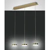 Image de Suspension Fabas Luce Dunk 3 lumières - LED 24 W dimmable - Laiton satiné Design linéaire