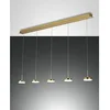 Image de Suspension Fabas Luce Dunk 5 lumières - LED 40W dimmable - Laiton satiné Design linéaire