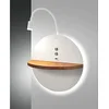 Image de Dual - Applique murale avec étagère et lumière LED 15W Fabas Luce Touch variateur - Blanc mat avec bois USB intégré