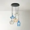 Image de Fabas Luce Suspension Olbia, Ø 50 cm, 5 lampes, ambre/bleu/beige, verre