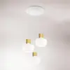 Image de Fabas Luce Suspension LED Kino, à 3 lampes, ronde, blanche, verre, variateur d'intensité