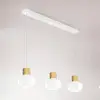 Image de Fabas Luce Suspension LED Kino, 3 lampes, allongée, blanc, verre