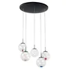 Image de Ariel - Suspension circulaire 5 lumières avec formes Fabas Luce - LED 35W dimmable - Rosace ronde transparente d.50cm