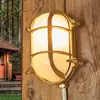 Image de Moretti Luce Applique murale d'extérieur ovale Bengt laiton, verre opalin