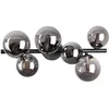 Image de Ideal Lux PERLAGE Plafonnier globe à 6 lumières, noir, abat-jour gris fumé