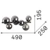 Image de Plafonnier IDEAL LUX Perlage noir/gris fumé, 49 cm, à 6 lampes