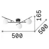 Image de Ideal Lux plafonnier Atlas noir à 3 lampes métal verre