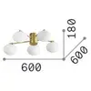 Image de Ideal Lux plafonnier Hermes laiton 60 cm à 5 lampes verre