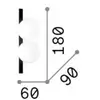 Image de Ideal Lux applique murale LED Ping Pong, blanc, à 2 lampes, verre opalin