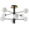 Image de Ideal Lux COSMOPOLITAN Plafonnier globe à 8 ampoules, noir mat, laiton satiné