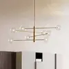Image de Suspension IDEAL LUX Equinoxe, laiton/ambre, à 8 lampes