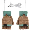 Image de iFCOW Gants chauffants USB pour ordinateur portable en hiver Gants chauds en tricot pour femme