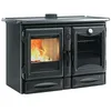 Image de La Nordica Prestige Line Alaska 16 Four de cuisine noir vitrifié 12 kW Cuisinière à bois avec compartiment de cuisson en fonte Ø 150 mm Tuyau de fumée Ø 100 mm Air extérieur