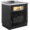Image de La Nordica Verona XXL 16 Four de cuisine anthracite avec four 68 l Plaque de cuisson en fonte 7,1 kW Alimentation d'air externe pour bûches jusqu'à 50 cm