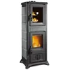 Image de La Nordica Gemma Forno 165 Poêle à bois 6 kW Bordeaux en fonte émaillée avec compartiment de cuisson Ø 120 mm Chauffage continu pour bois de chauffage compact Design classique (pierre naturelle)