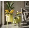 Image de Mauro Ferretti - Lot de 3 supports pour vases en fer Iris jaunes   D.36x56,5 / 30x48,5 / 24x37,5 cm OS