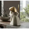 Image de Mauro Ferretti - Statuette Samouraï Toku en quartz blanche/or   14x9x24,5 cm OS