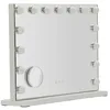 Image de Mauro Ferretti Italian Design Miroir de Table Hollywood, Fer et Miroir, Blanc, 55 x 14 x 43 cm